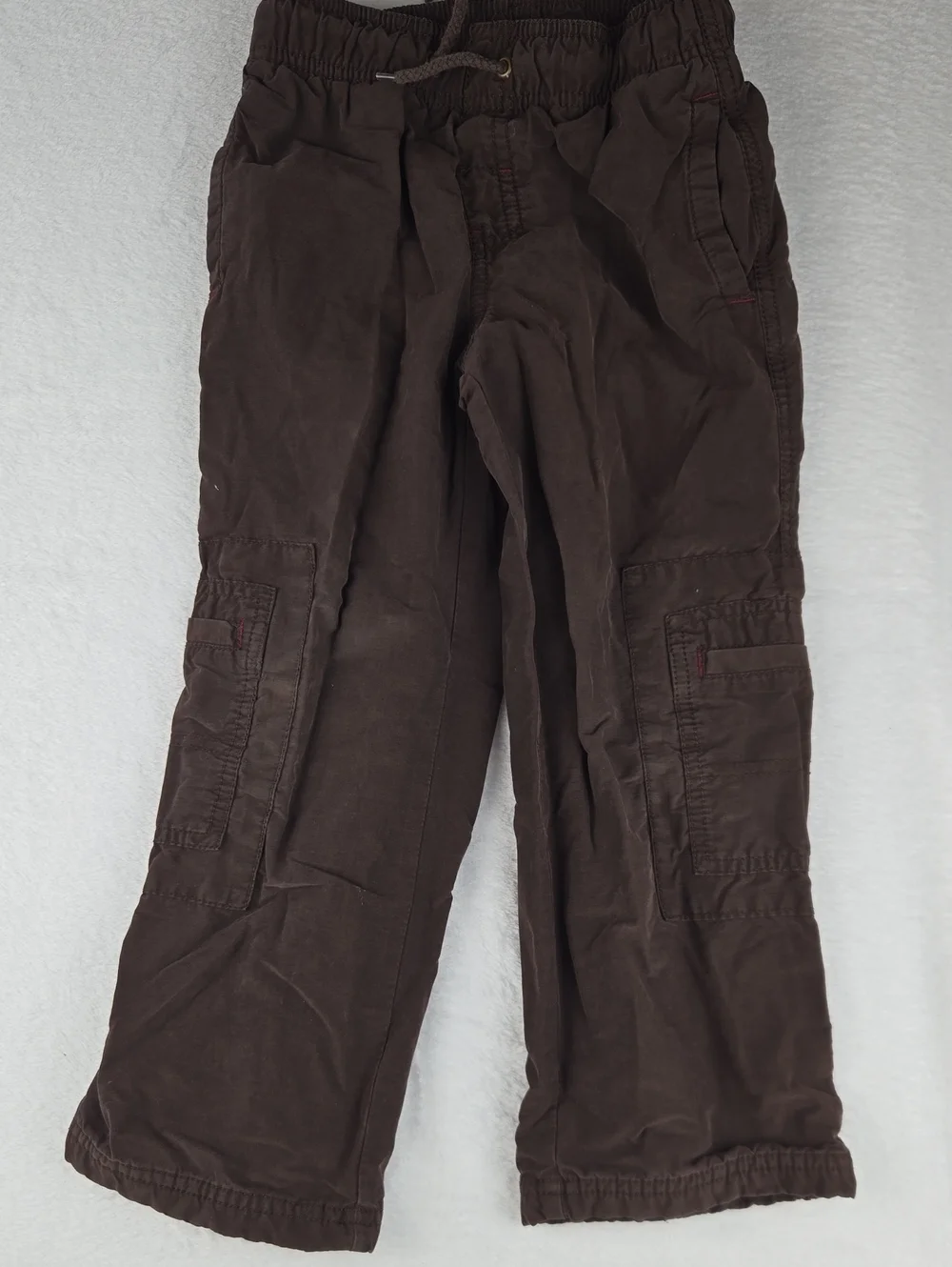 Gymboree Lined Brown Cargo Pants Size 5 Warm Side Pockets Elastic Drawstring